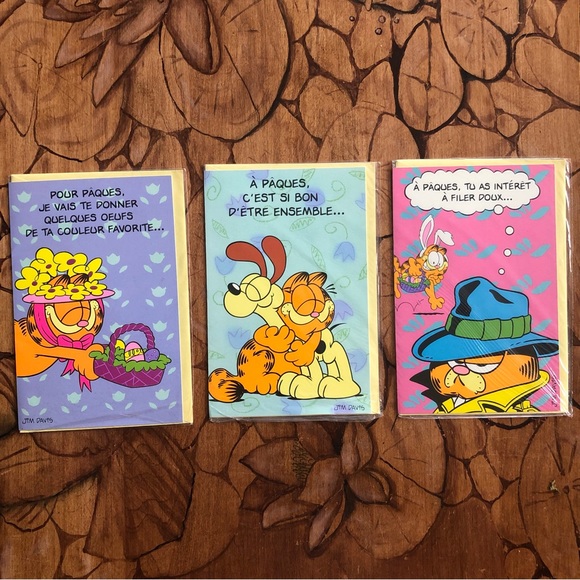 Vintage Easter Cards (NEW) French cartes Pâques vintage Garfield (x3) - Picture 9 of 11